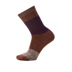 Smartwool Everyday Colorblock Cable Crew Sock Women's in Acorn Bordeaux Marl